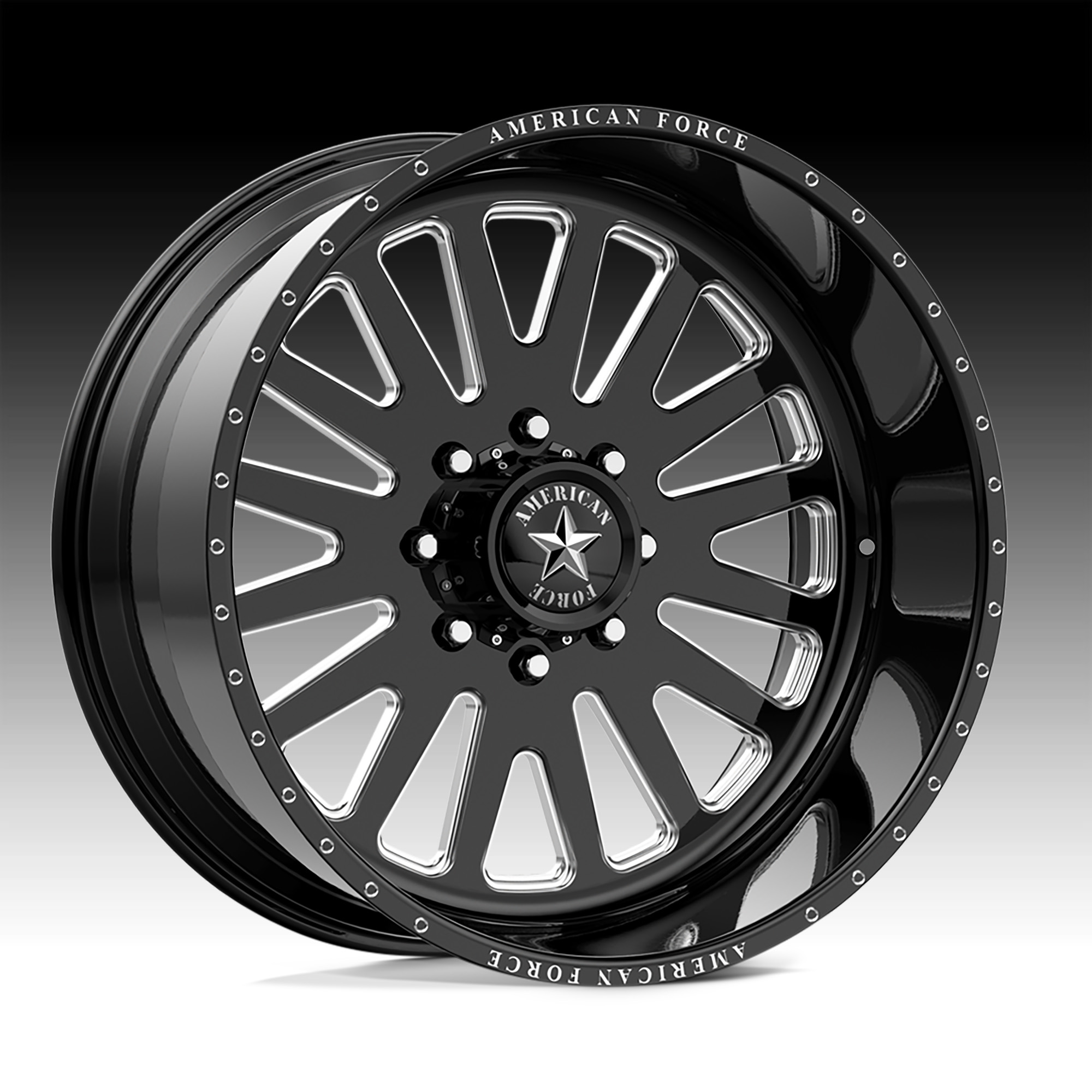 American Force Atom Ss Gloss Black Milled Custom Wheels Rims Atom Ss